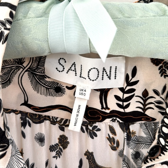Saloni Tyra jungle print silk shirt dress US size 0 - Picture 8 of 11